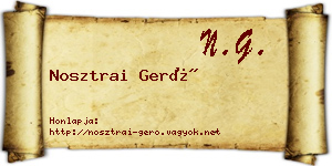 Nosztrai Gerő névjegykártya